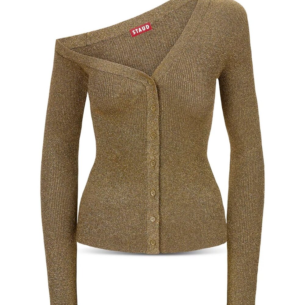 STAUD Craftsman Sweater Color: Metallic Gold